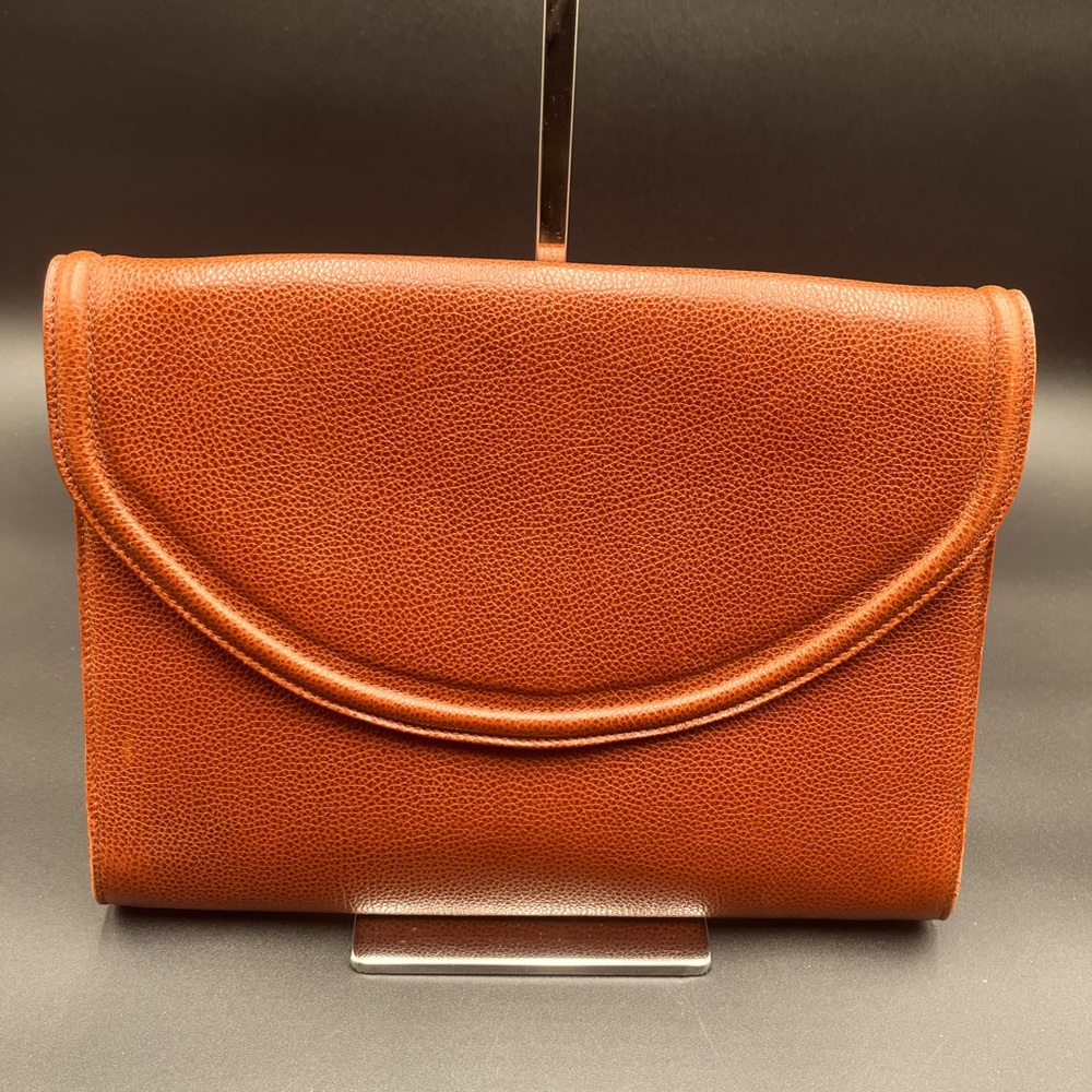 Vintage Donna Elissa Auth. Reptile Leather Foldover Envelope Clutch with Pocket